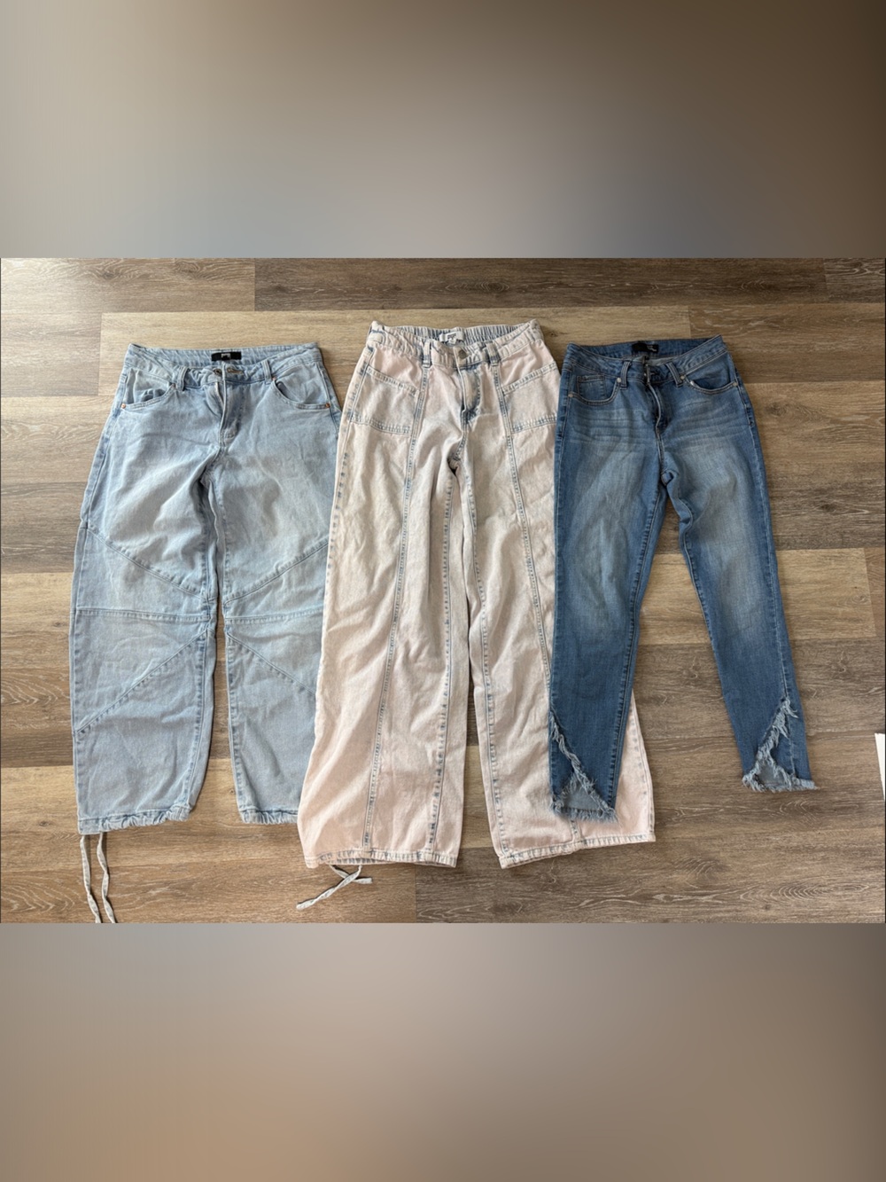 Wide/Flare & Skinny Jeans Trio - Light Blue, Acid Wash, Medium Blue